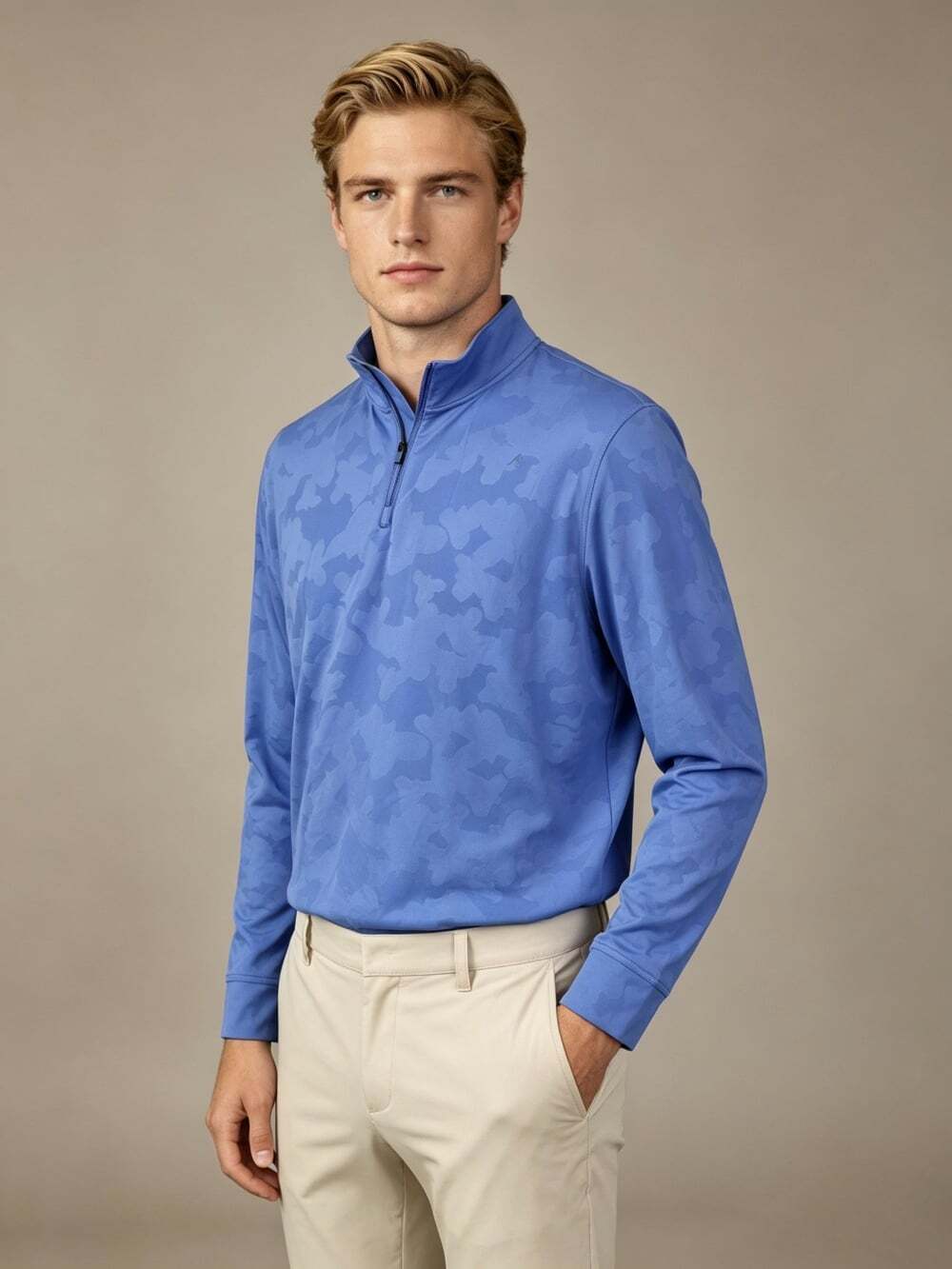 NWOT Redvanly Mens Golf 1/4 Zip Blue Long-Sleeved Pullover Sweatshirt Size XXL